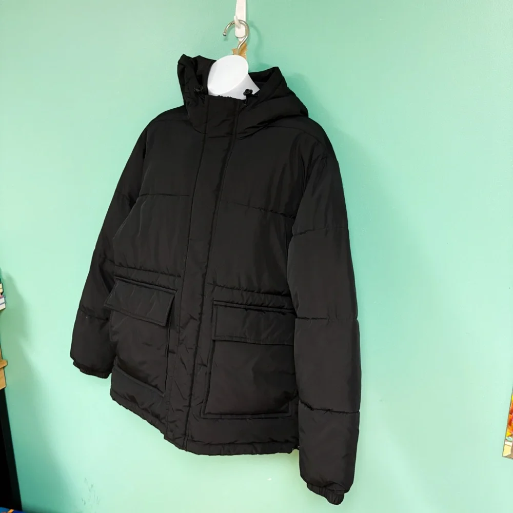 Old Navy Black Hooded Zip Up Frost-Free Puffer Jacket Kids M/8